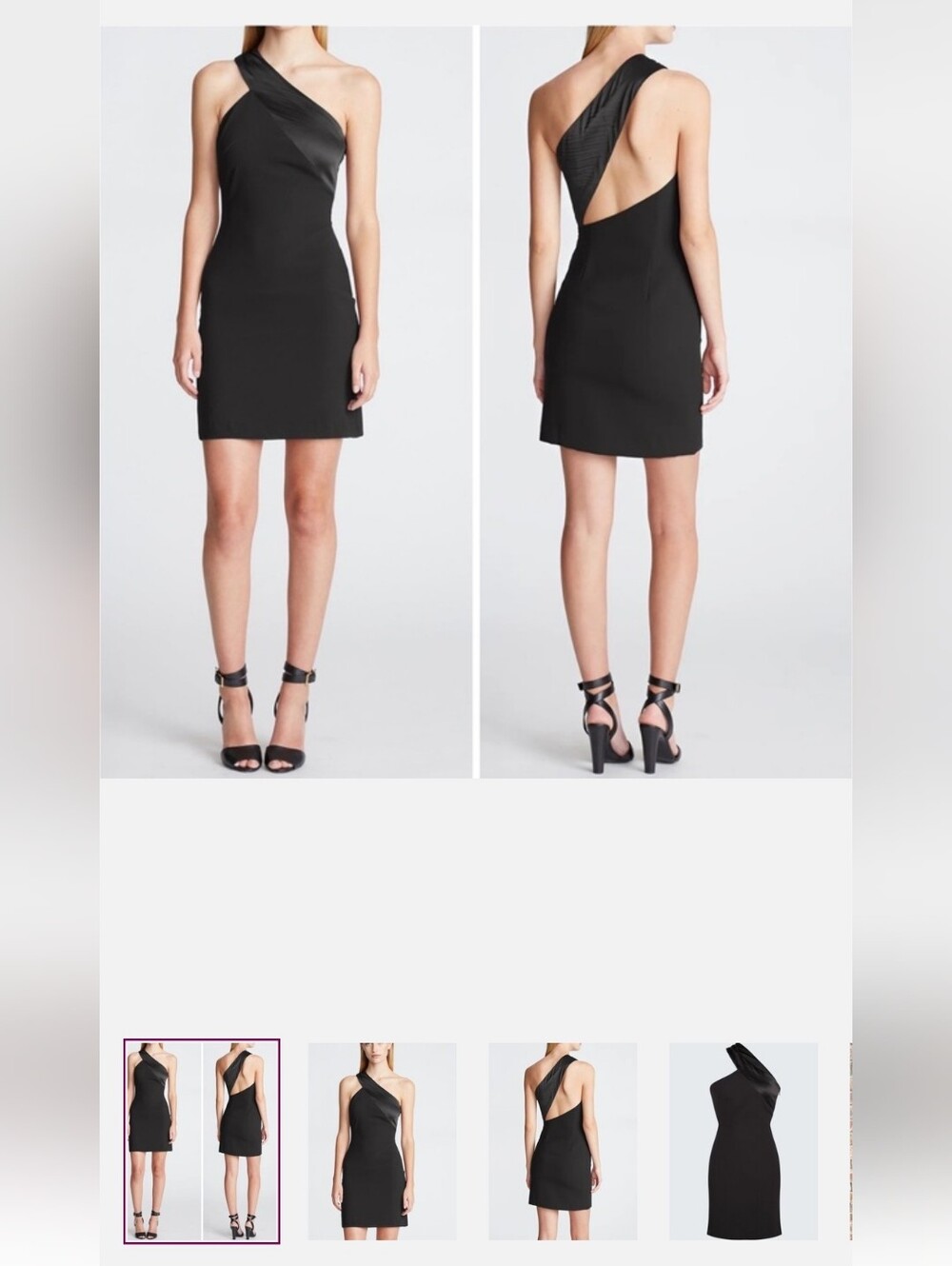 Halston Heritage Black One-Shoulder Mini Dress